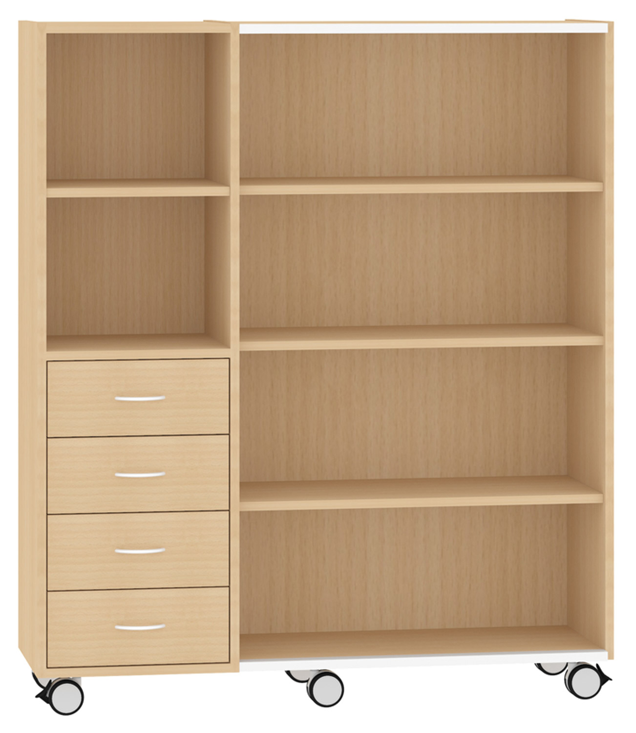 Hochschrank breit, für Schiebetür Buche Vollholz