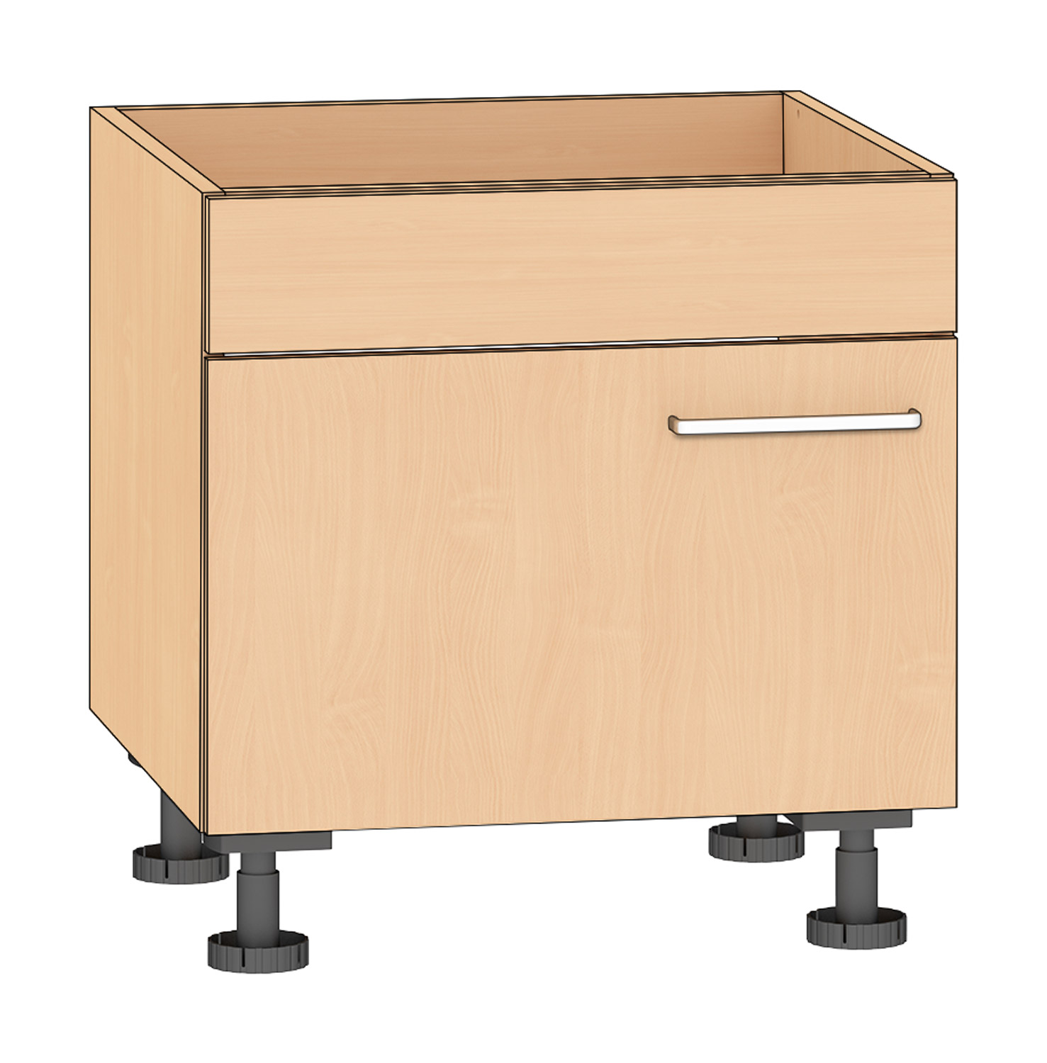 Halber Spülenschrank Breite 60 cm, Türanschlag links, Buche