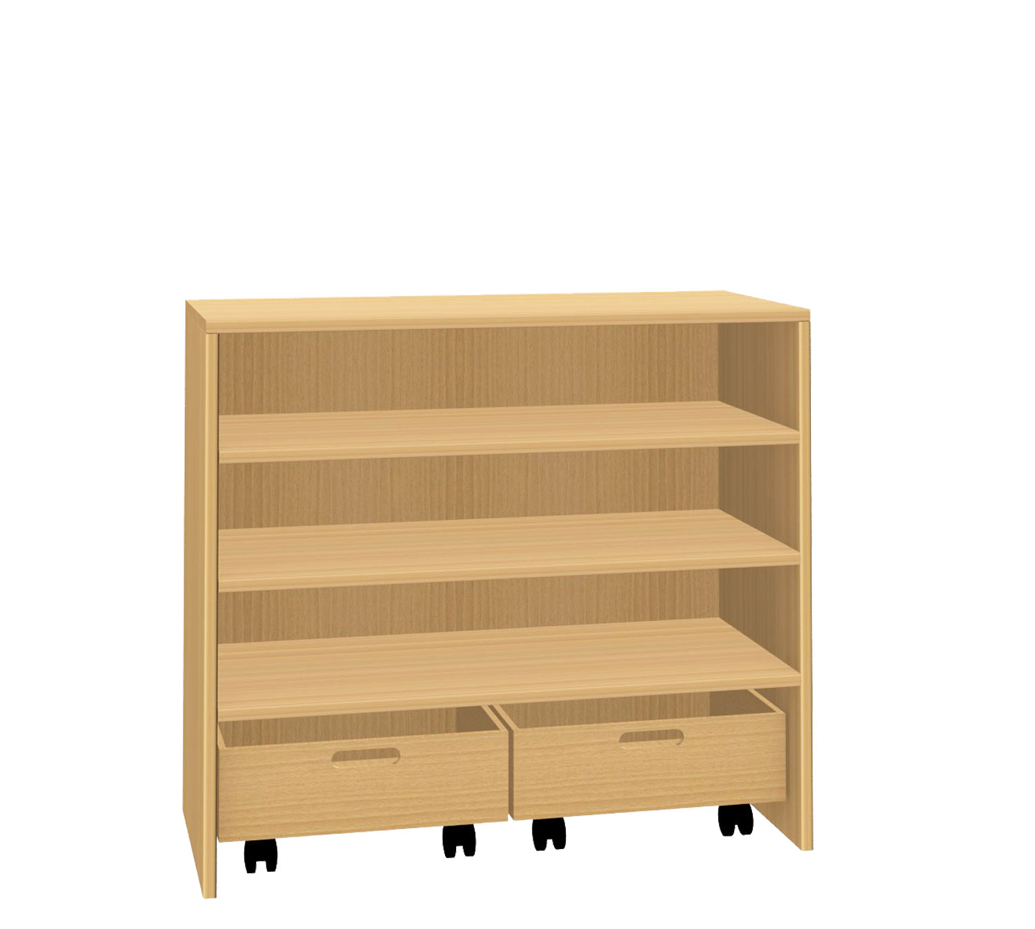 Bodenschubregal ohne Sockel, 90 cm breit Buche Dekor