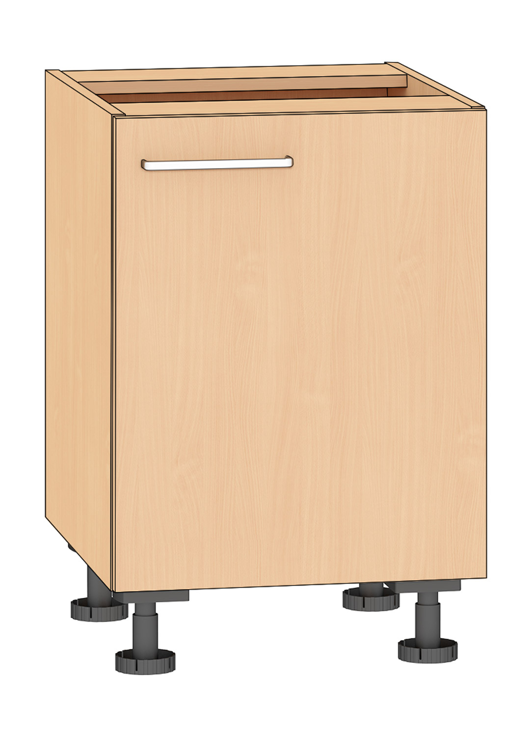 Anstellschrank Breite 50 cm, Türanschlag rechts, Buche