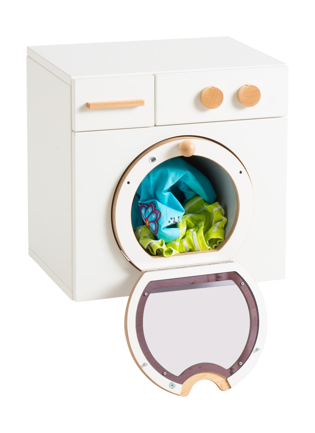 Waschmaschine mit drehbarer Trommel und Bullaugentür