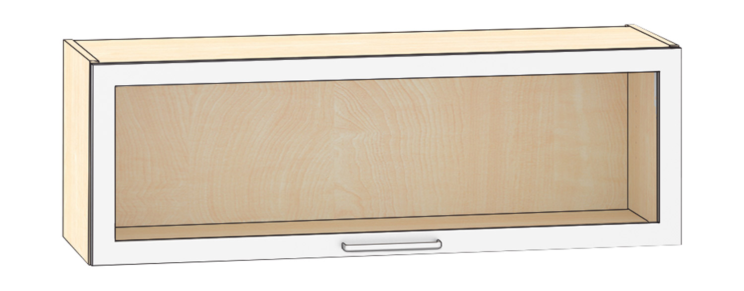 Hängeschrank mit Glasklapptür Breite 120 cm, Buche
