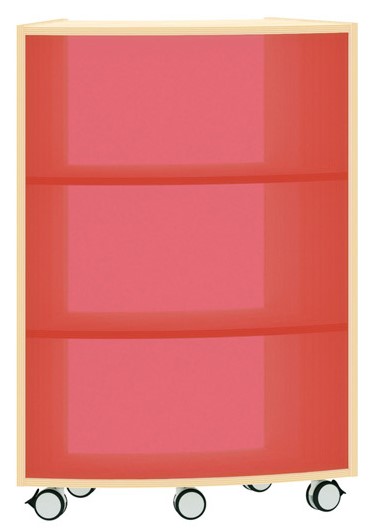Bogenregal Achtelkreis Acrylglas-Rückwand außen, rot