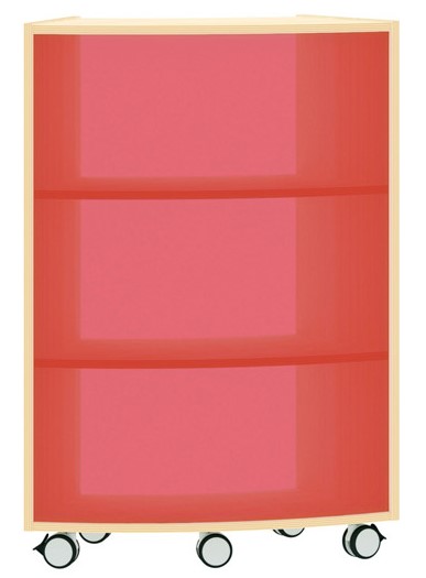Bogenregal Achtelkreis Acrylglas-Rückwand außen, rot