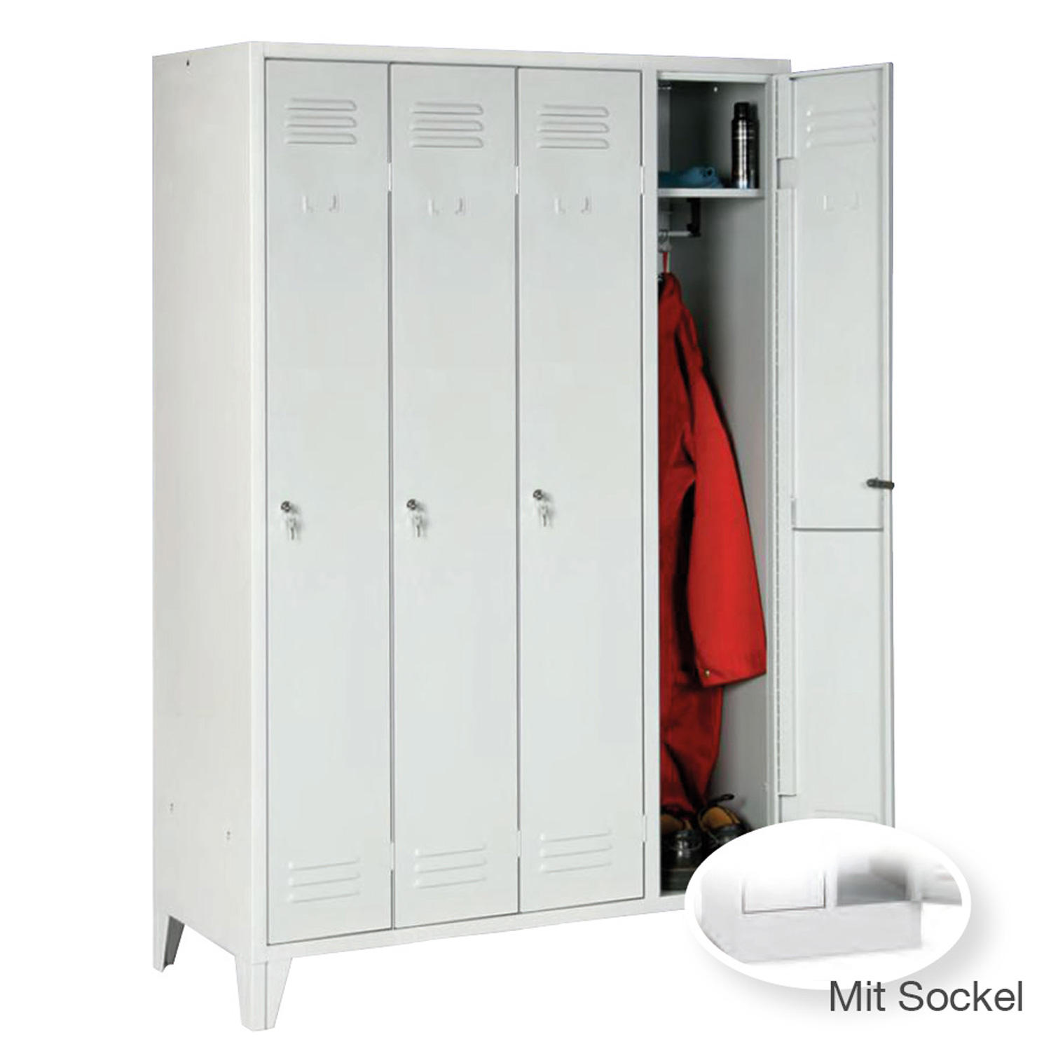 Metall Garderobenschrank 4 Abteile, je 30 cm breit