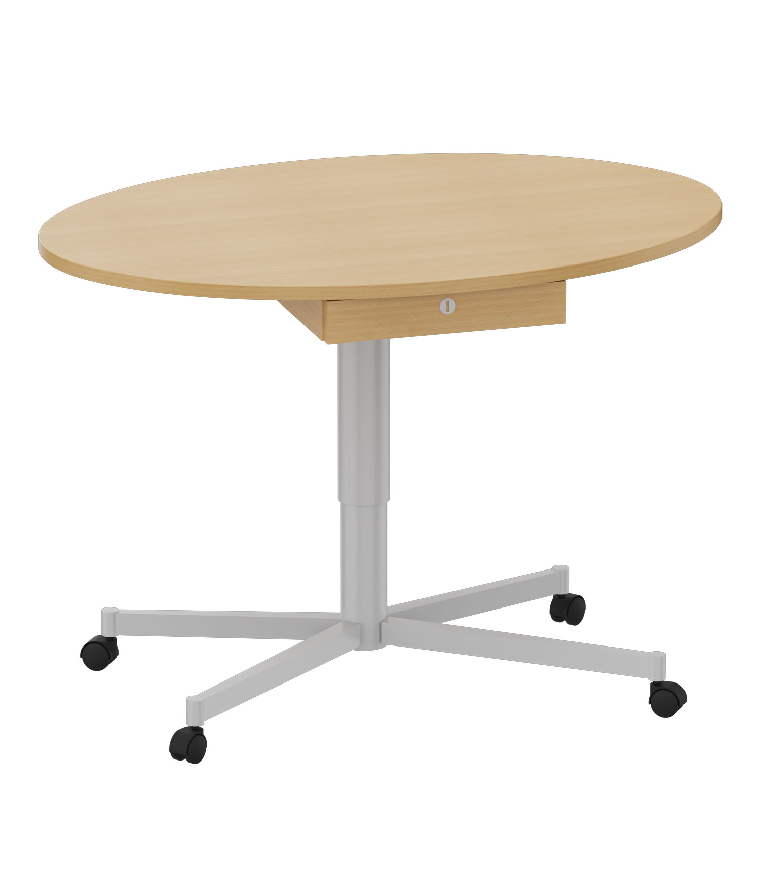 Lehrertisch Luna, fahrbar und höhenverstellbar, mit Schublade Buche Dekor Lehrertisch Luna, fahrbar und höhenverstellbar, mit Schublade Buche Dekor