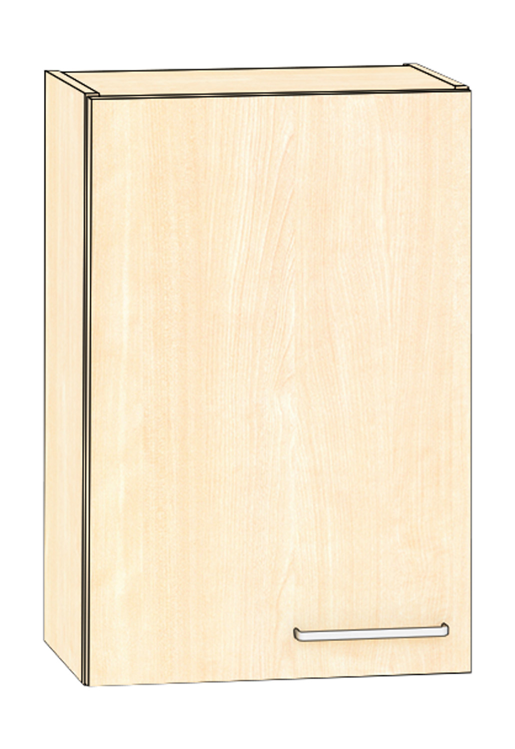 Hängeschrank Breite 50 cm, Türanschlag links, Ahorn