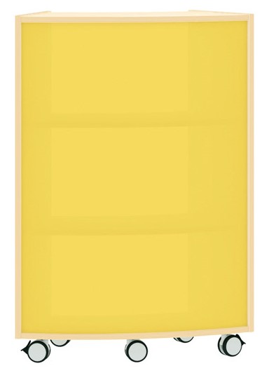 Bogenregal Achtelkreis Acrylglas-Rückwand außen, gelb