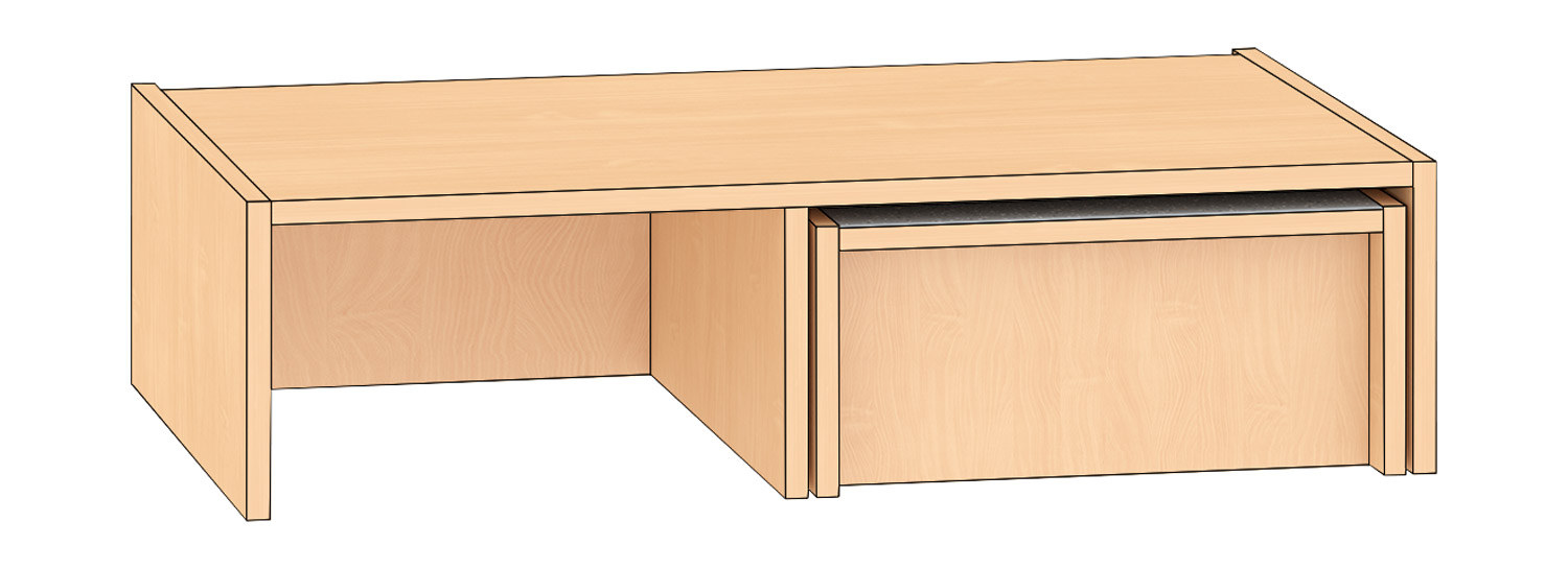 Podest für Eckschrank Ecke links, Buche