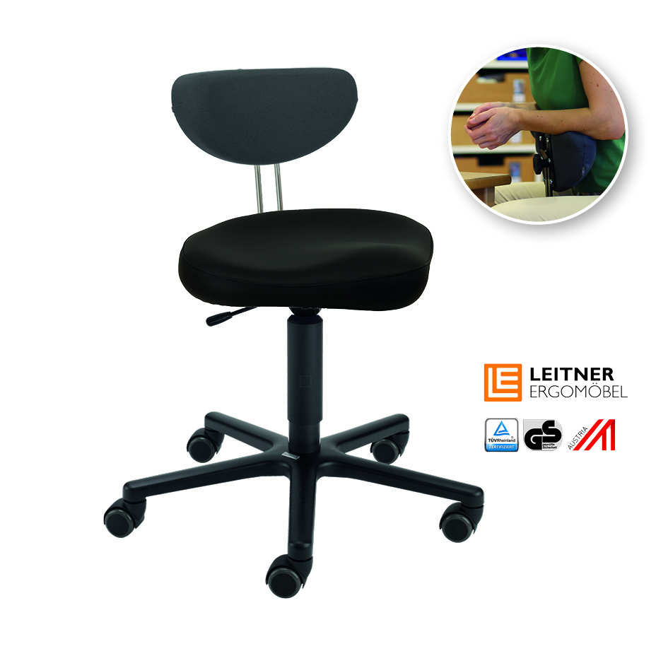 LeitnerTwist Kiga mit Armauflage 1 mit Sattelsitz, schwarz