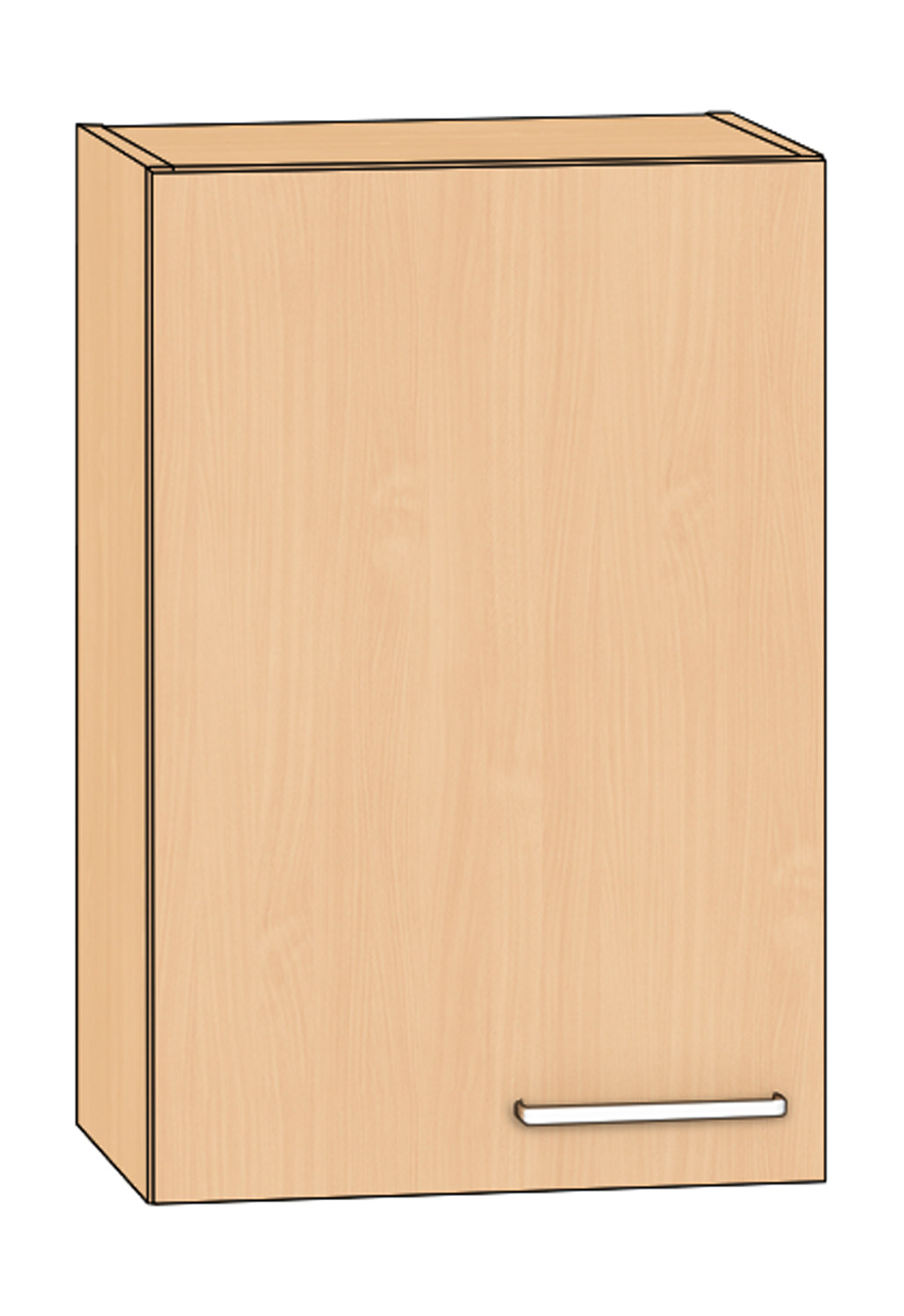 Hängeschrank Breite 50 cm, Türanschlag links, Buche