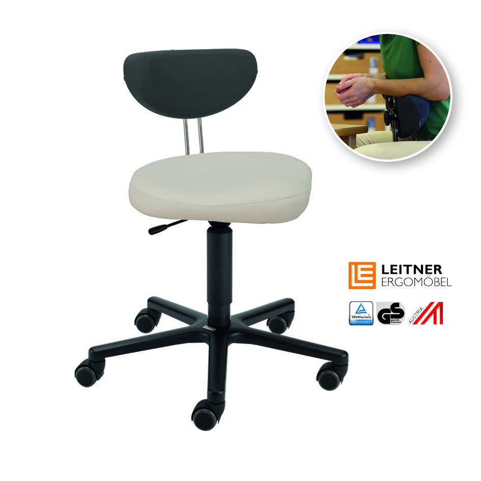 LeitnerTwist Kiga mit Armauflage 1 mit Sattelsitz, weiß