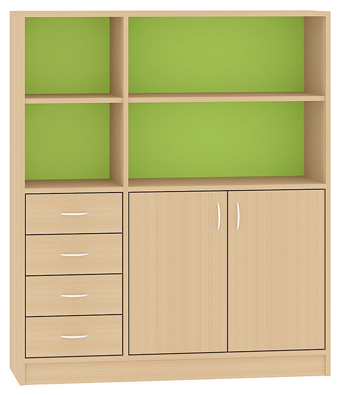Breiter Hochschrank Rückwand gebeizt, hellgrün