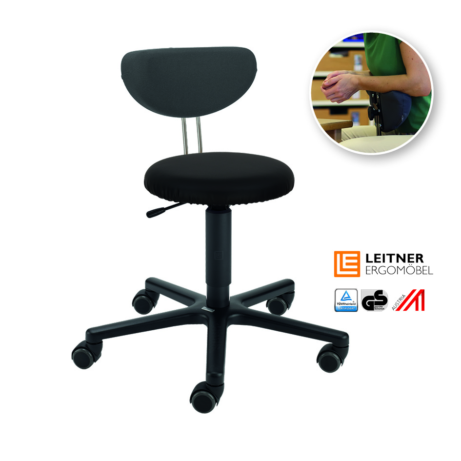 LeitnerTwist Kiga mit Armauflage 1 mit Rundsitz, schwarz