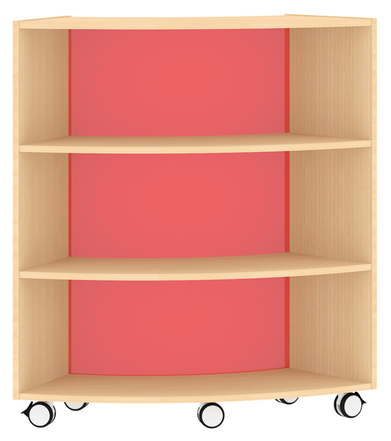 Bogenregal Sechstelkreis Acrylglas-Rückwand innen, rot