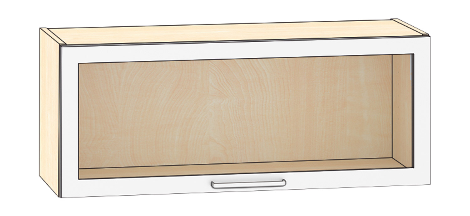 Hängeschrank mit Glasklapptür Breite 100 cm, Buche
