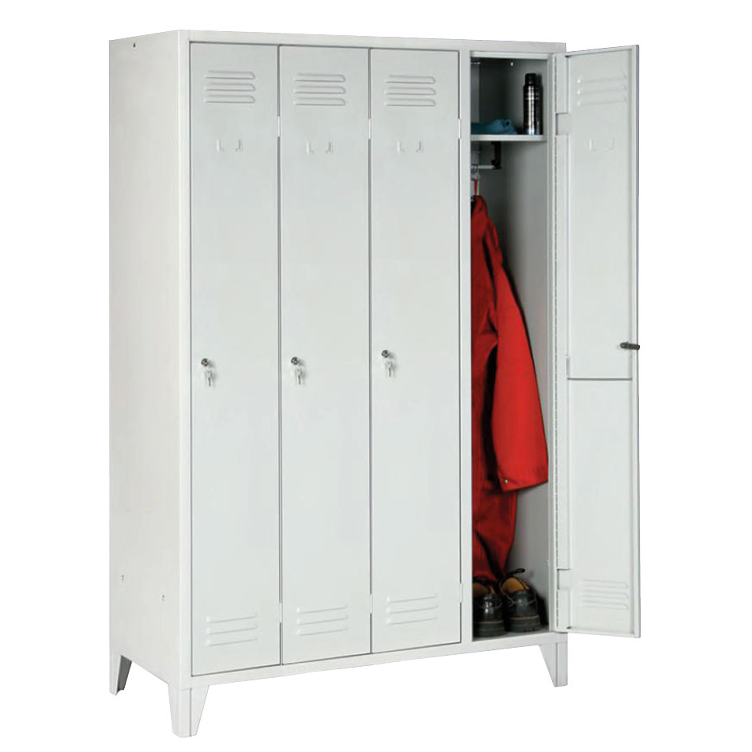 Metall Garderobenschrank 4 Abteile, je 30 cm breit