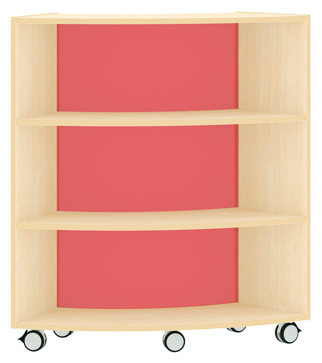 Bogenregal Sechstelkreis Acrylglas-Rückwand innen, rot