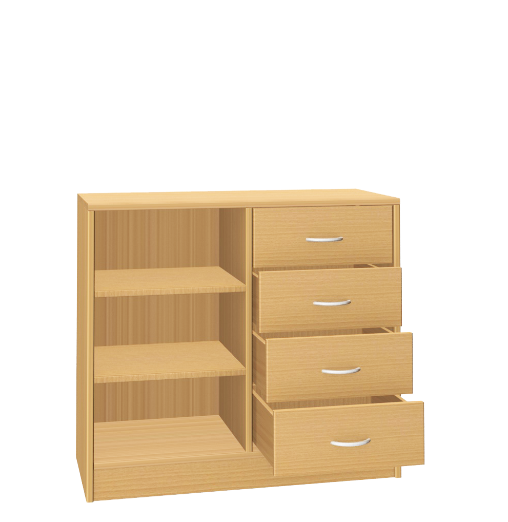 Materialschrank, mit 4 Laden, 90 cm breit Buche Dekor