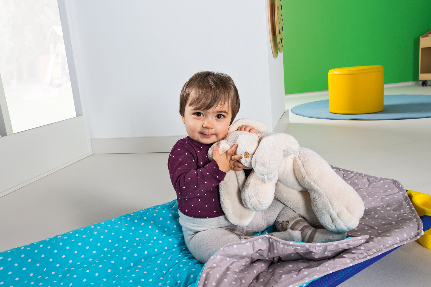 Schlafsack für Stapelliegen 135 x 68 cm, türkis und taupe