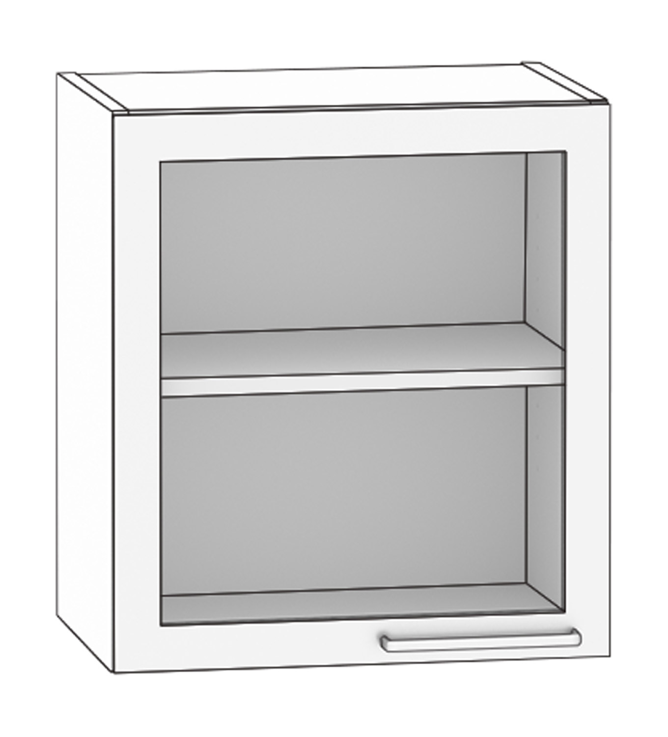 Hängeschrank 1 Glastür Breite 50 cm, Türanschlag links, weiß Hängeschrank 1 Glastür Breite 50 cm, Türanschlag links, weiß