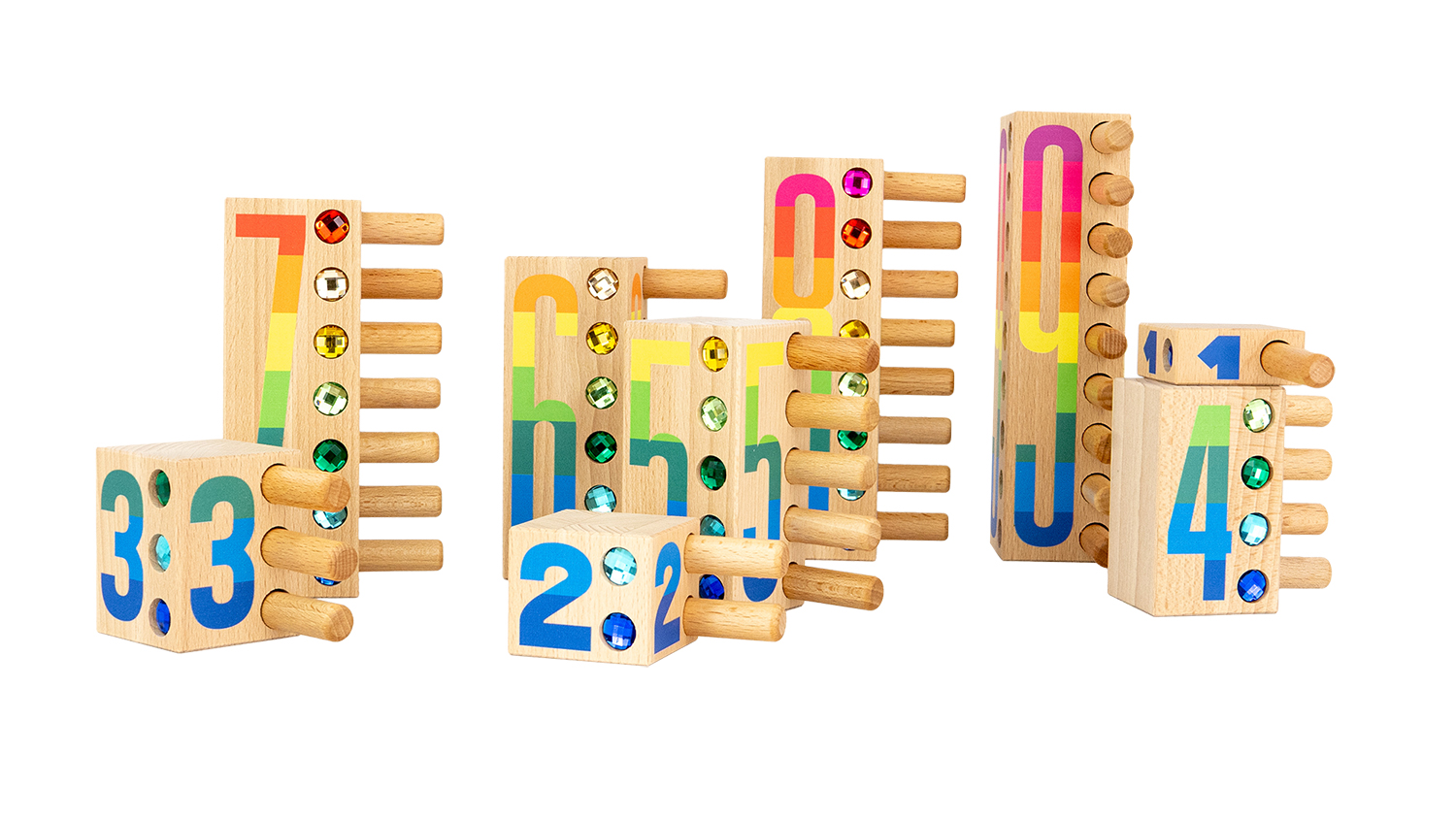 Bauklötze 1-9 mit Kristallen