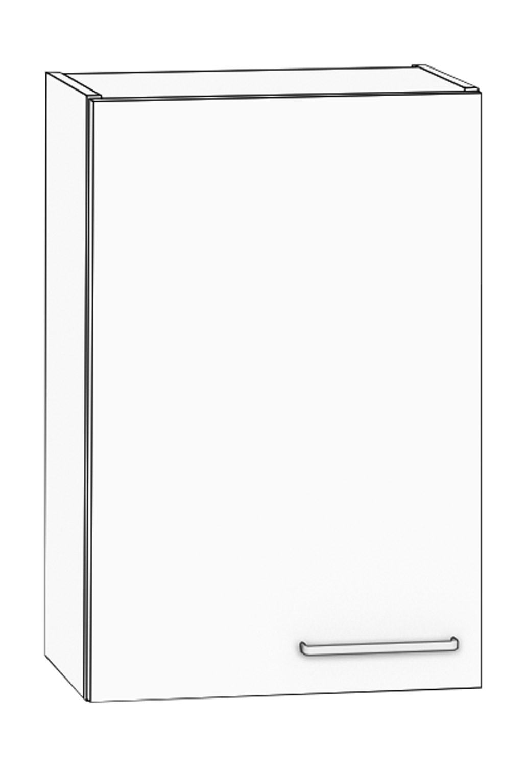 Hängeschrank Breite 50 cm, Türanschlag links, weiß