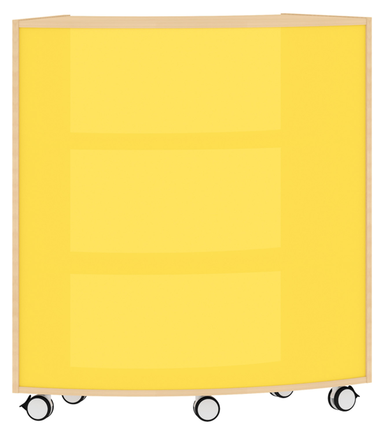 Bogenregal Sechstelkreis Acrylglas-Rückwand außen, gelb Bogenregal Sechstelkreis Acrylglas-Rückwand außen, gelb