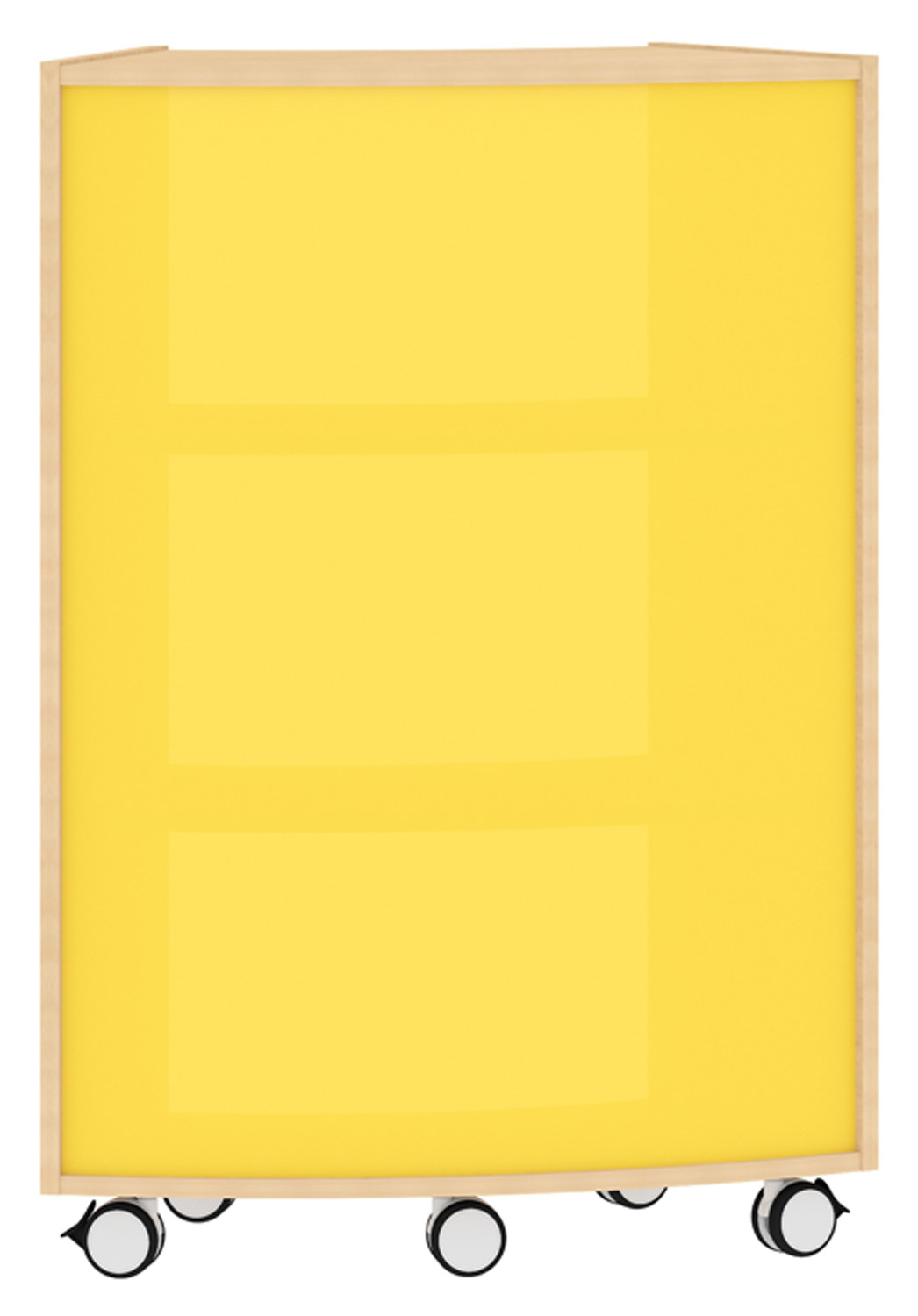Bogenregal Achtelkreis Acrylglas-Rückwand außen, gelb Bogenregal Achtelkreis Acrylglas-Rückwand außen, gelb