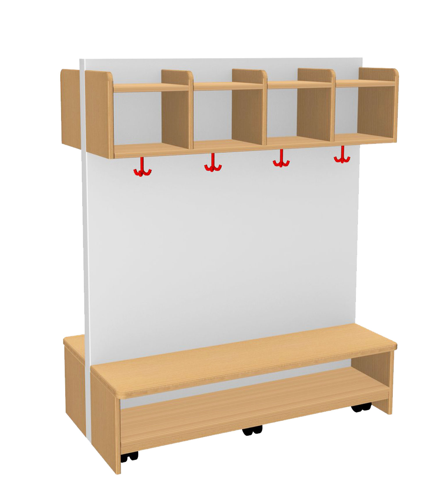 Mobile Garderobe Buche Dekor, Rückwand weiß