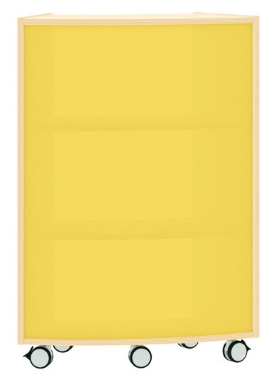 Bogenregal Achtelkreis Acrylglas-Rückwand außen, gelb