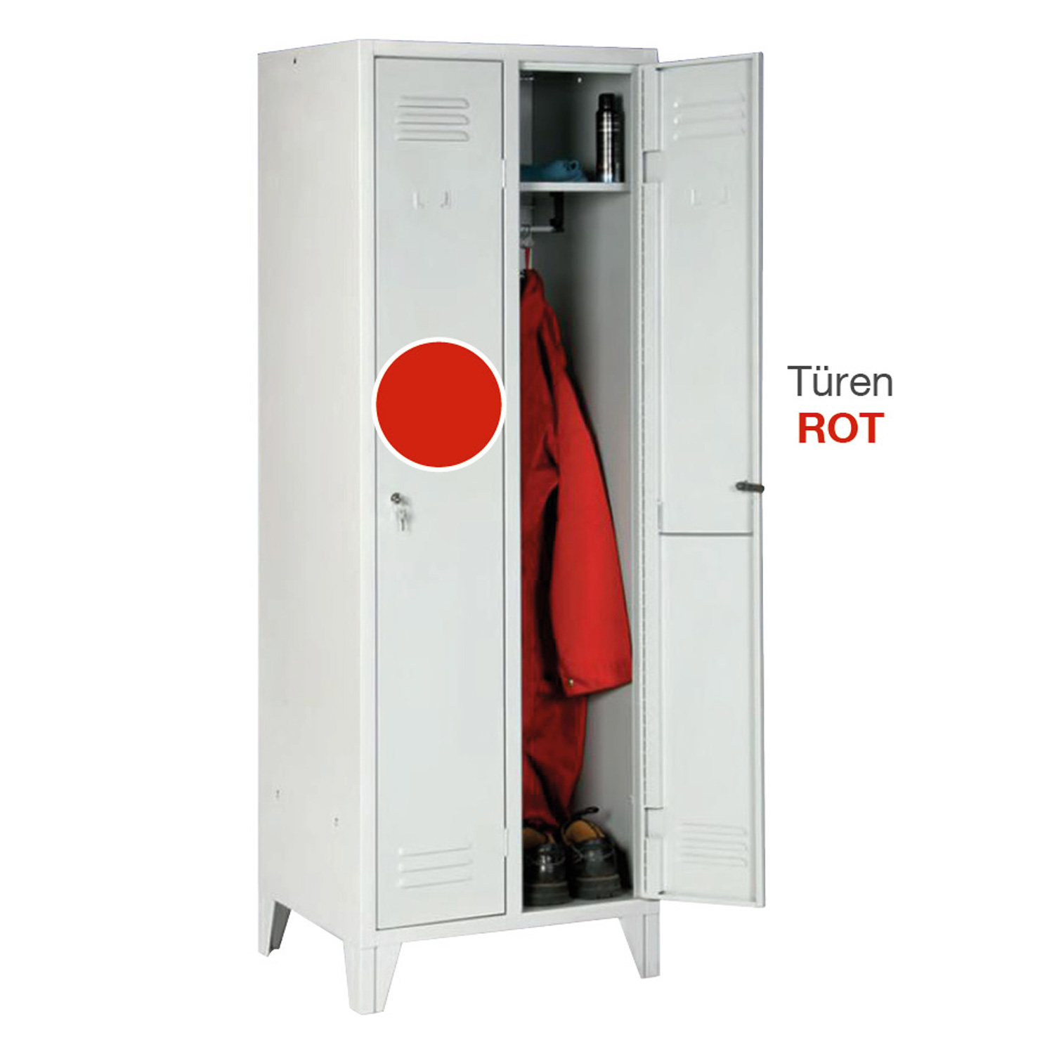 Metall Garderobenschrank 2 Abteile, je 30 cm breit