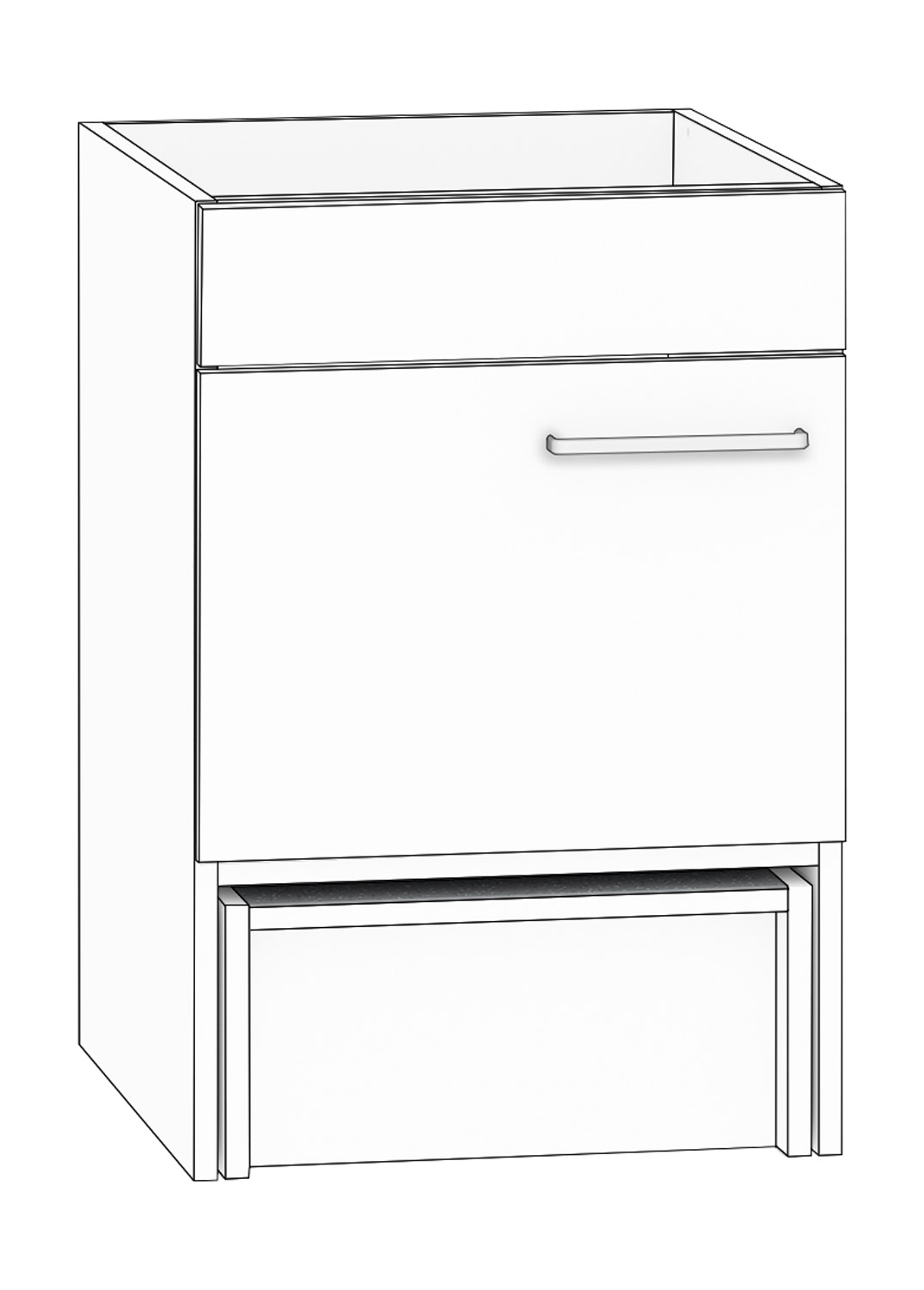 Halber Spülenschrank Breite 50 cm, Türanschlag links, weiß