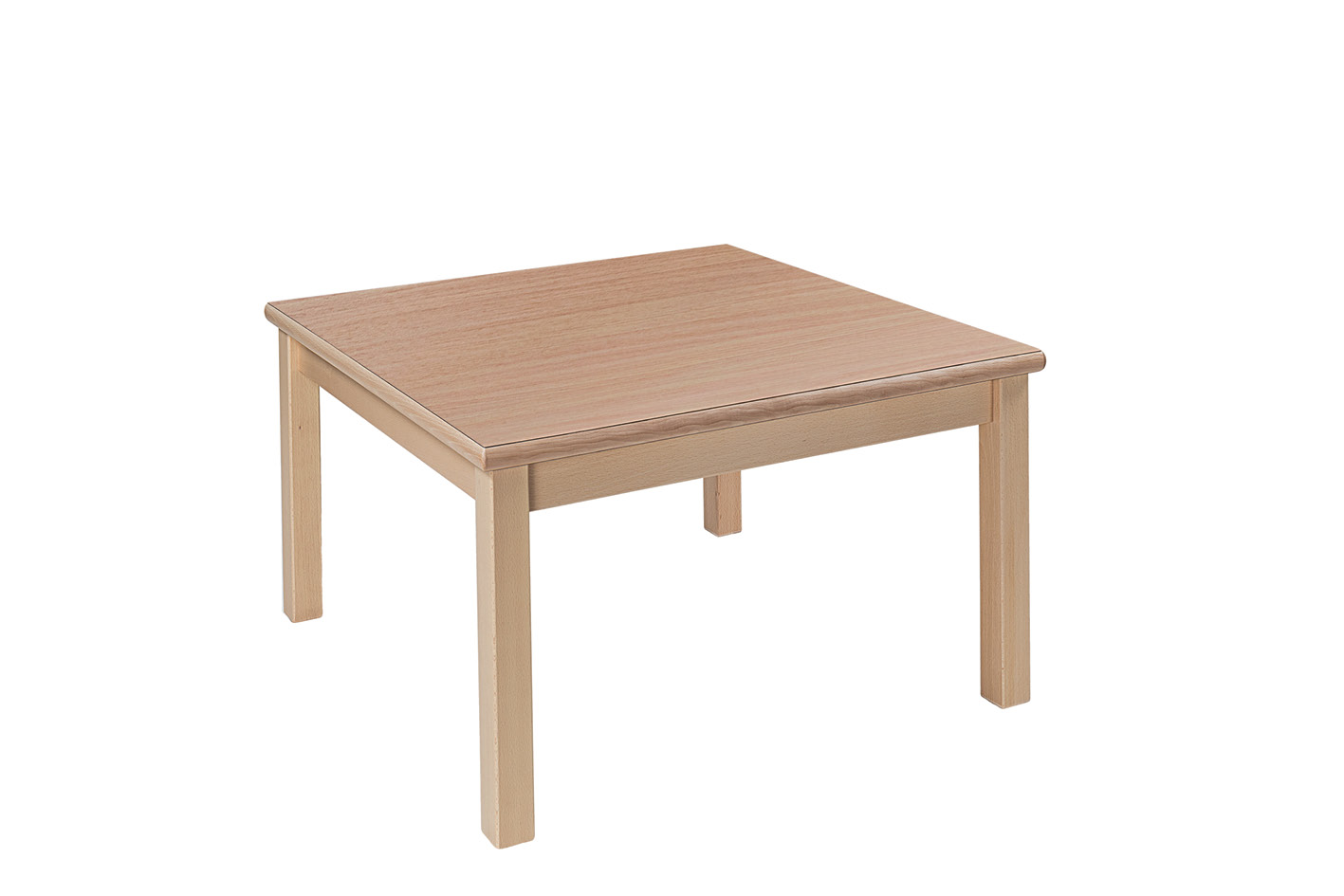 Tisch quadratisch 80 x 80 cm Höhe 40 cm, Plattenfarbe Buche, Gestell Buche natur