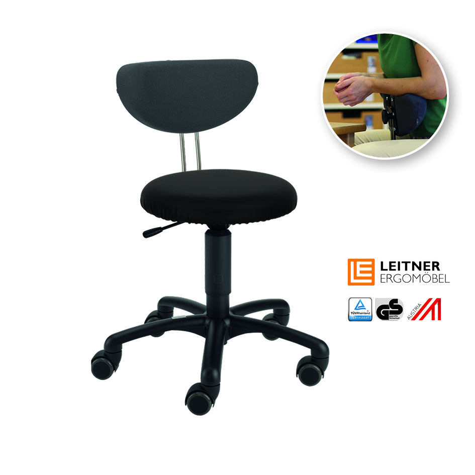 LeitnerTwist Kiga mit Armauflage K mit Rundsitz, schwarz
