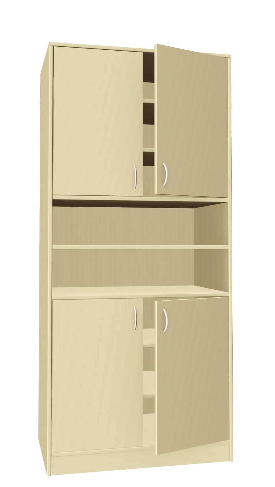 Hochschrank tief, mit Türen unten/oben, 90 cm breit