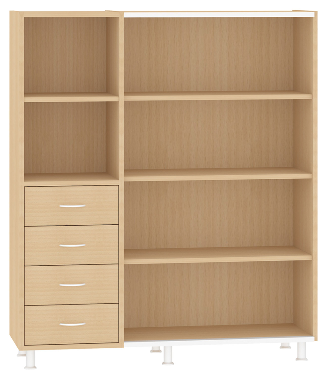 Hochschrank breit, für Schiebetür Buche Vollholz