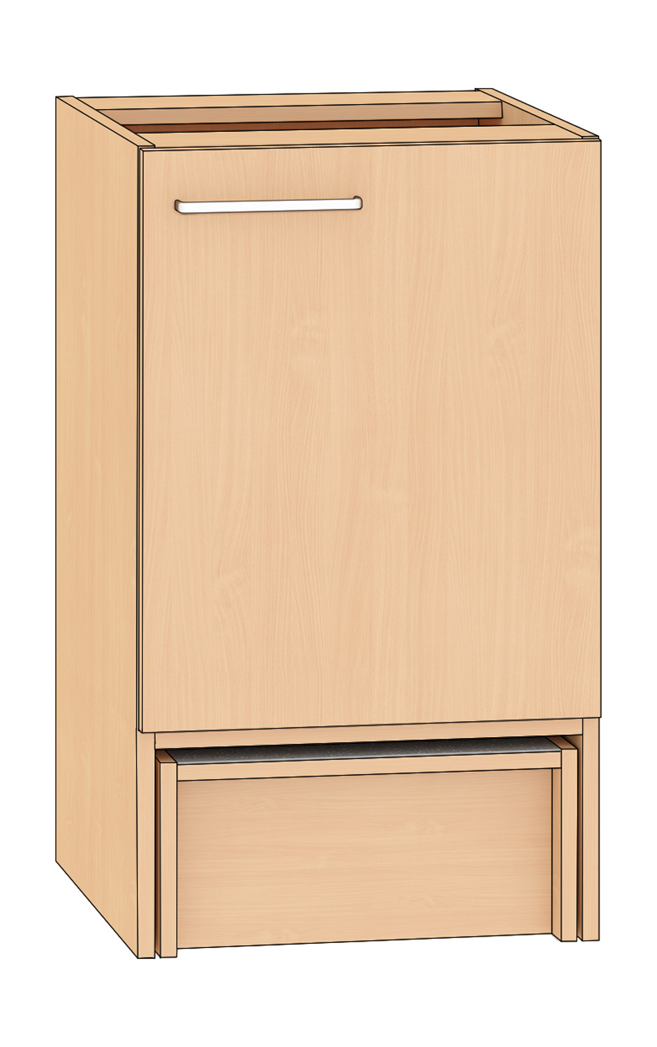 Anstellschrank Breite 50 cm, Türanschlag rechts, Buche