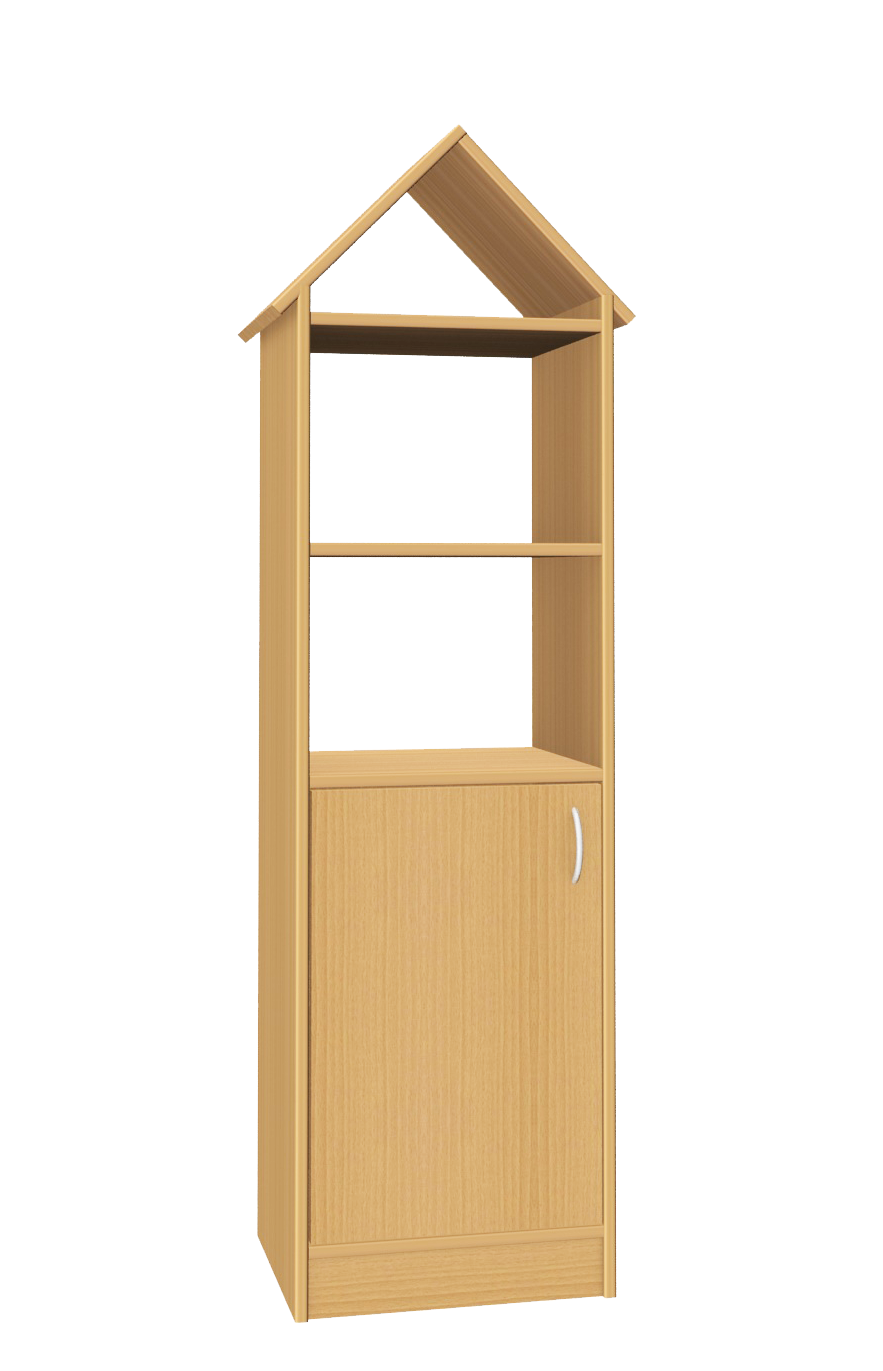 Regalturm mit Dach, kombiniert Buche Vollholz