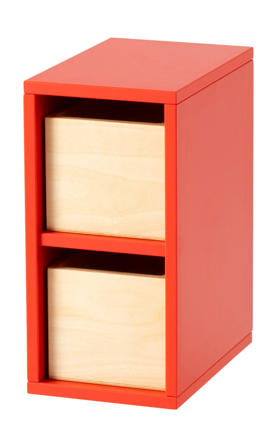 Schmaler Unterschrank, offen rot