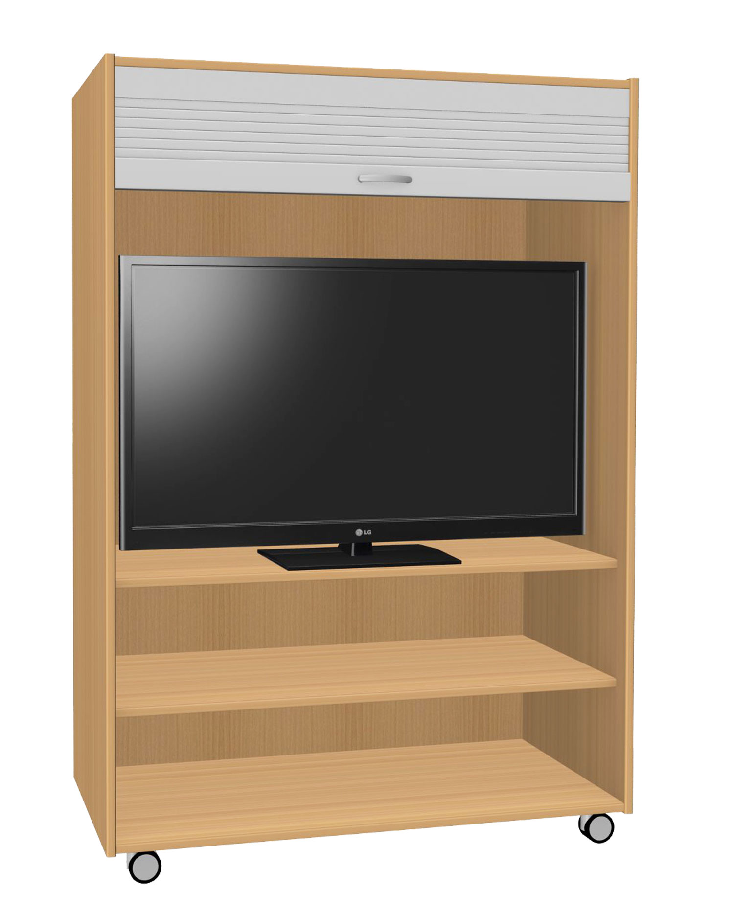 Mobiler Medienschrank mit Rollladen Buche Dekor