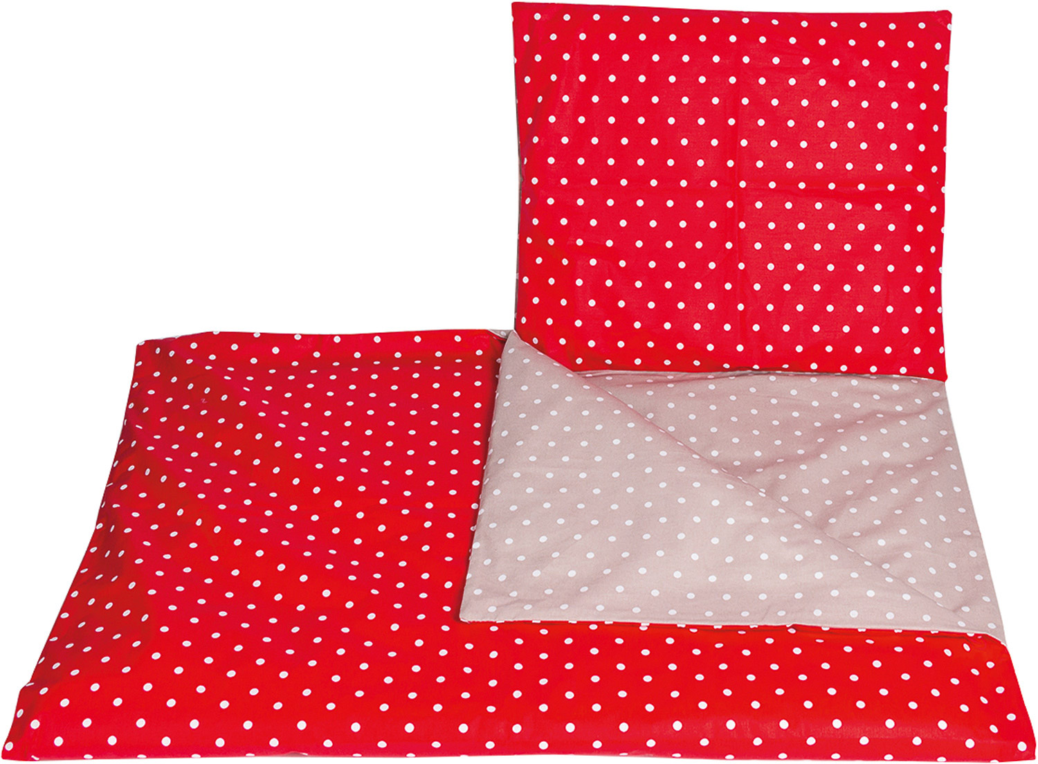 Wendebettwäsche Set Punkte rot/taupe klein