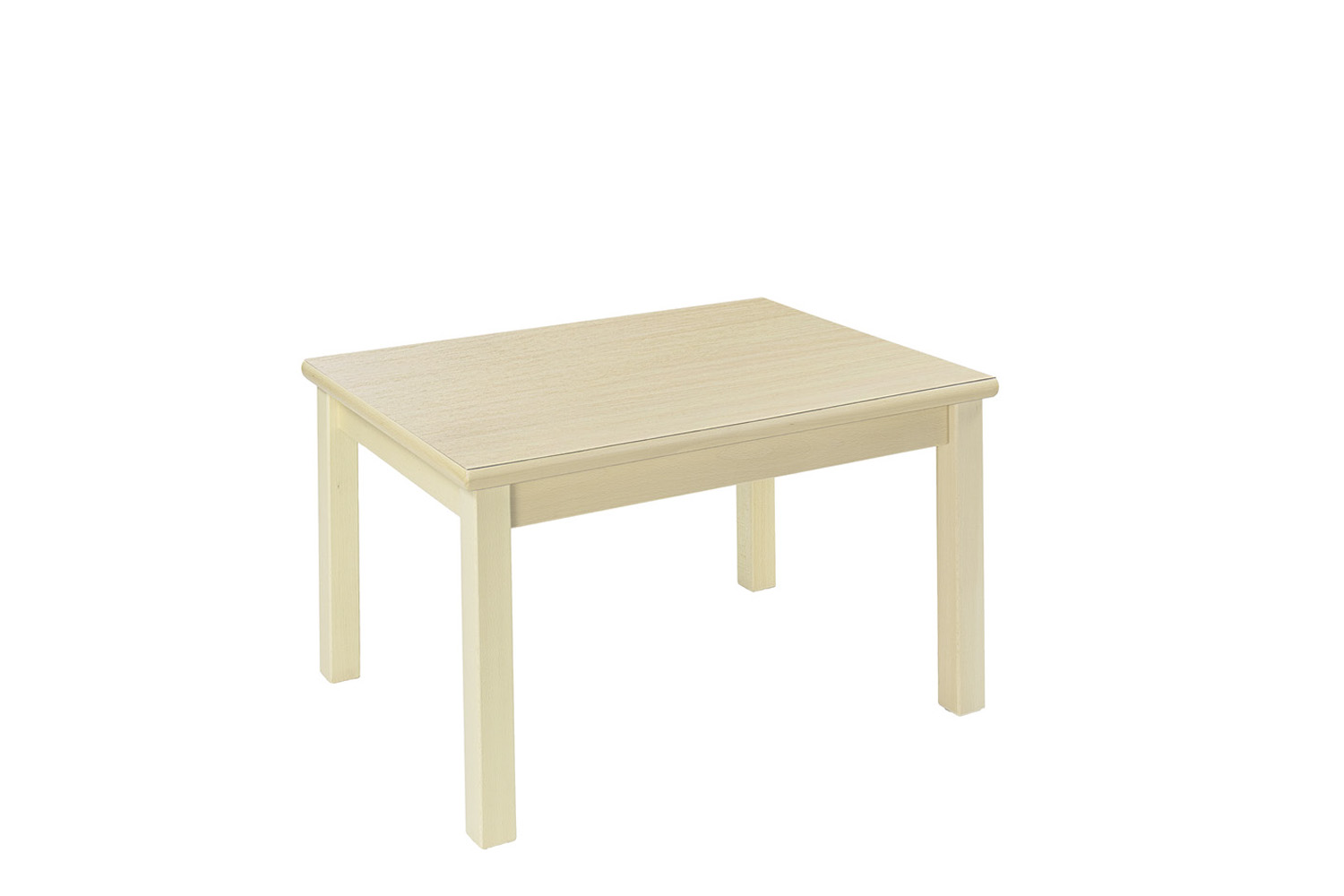 Tisch rechteckig 80 x 60 cm Höhe 46 cm, Plattenfarbe Ahorn, Gestell Ahorn Optik
