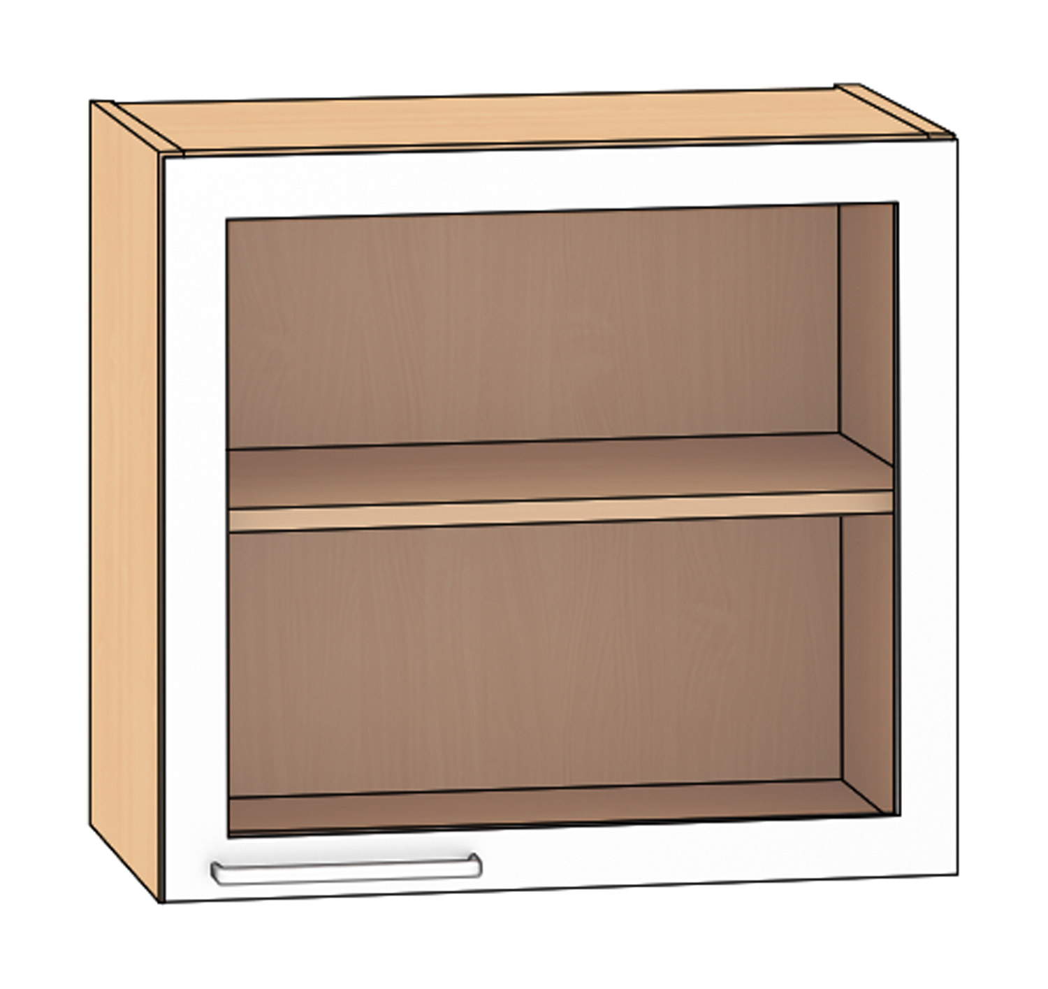 Hängeschrank 1 Glastür Breite 60 cm, Türanschlag rechts, Buche