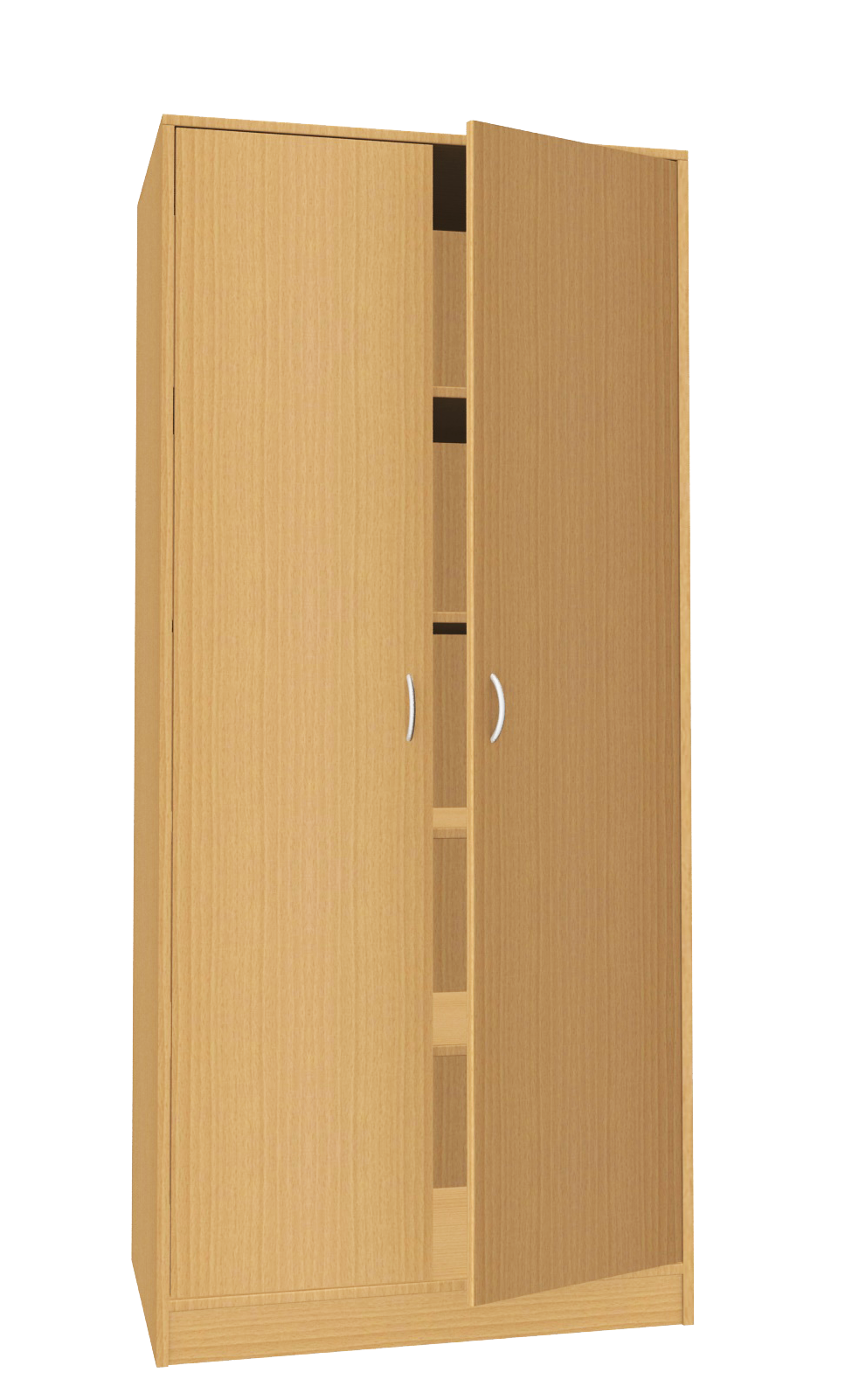 Hochschrank tief mit Türen, 90 cm breit Buche Dekor