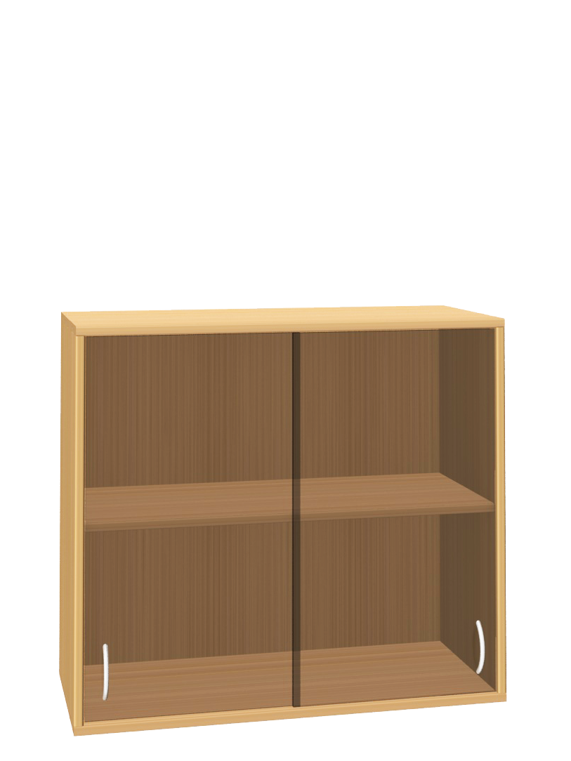 Wandregal mit Glas-Schiebetüren Buche Dekor