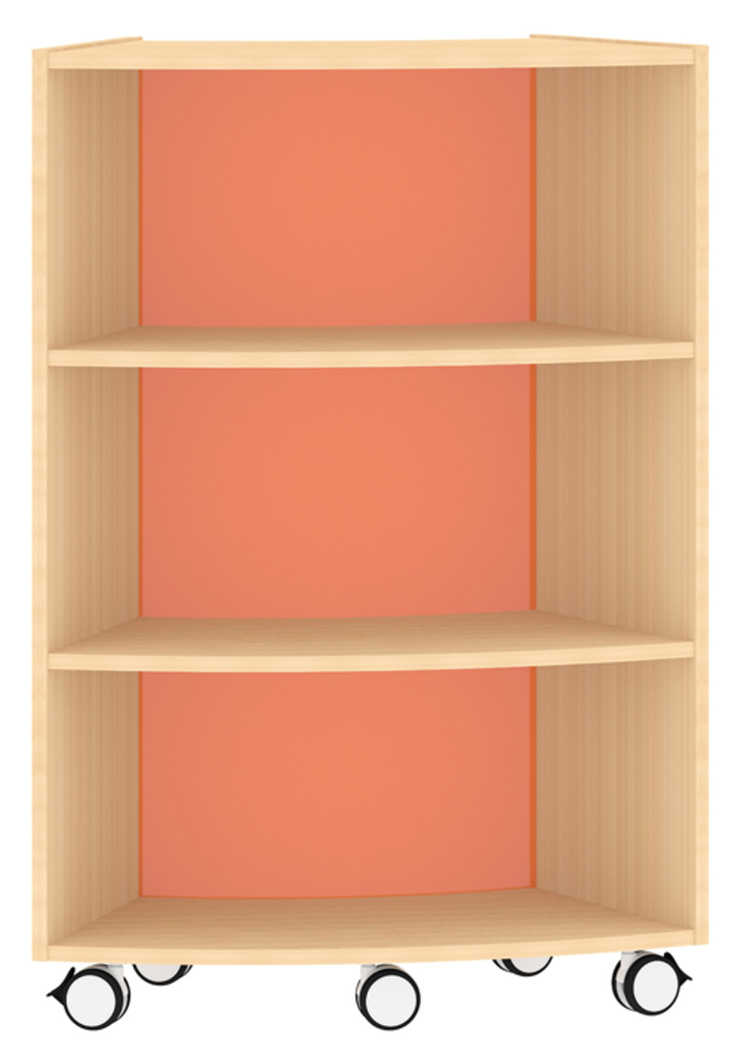 Bogenregal Achtelkreis Acrylglas-Rückwand innen, orange Bogenregal Achtelkreis Acrylglas-Rückwand innen, orange