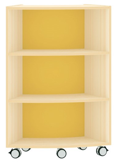 Bogenregal Achtelkreis Acrylglas-Rückwand innen, gelb