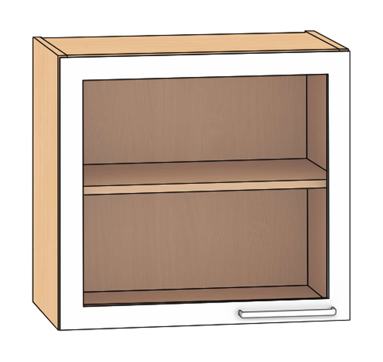 Hängeschrank 1 Glastür Breite 60 cm, Türanschlag links, Buche