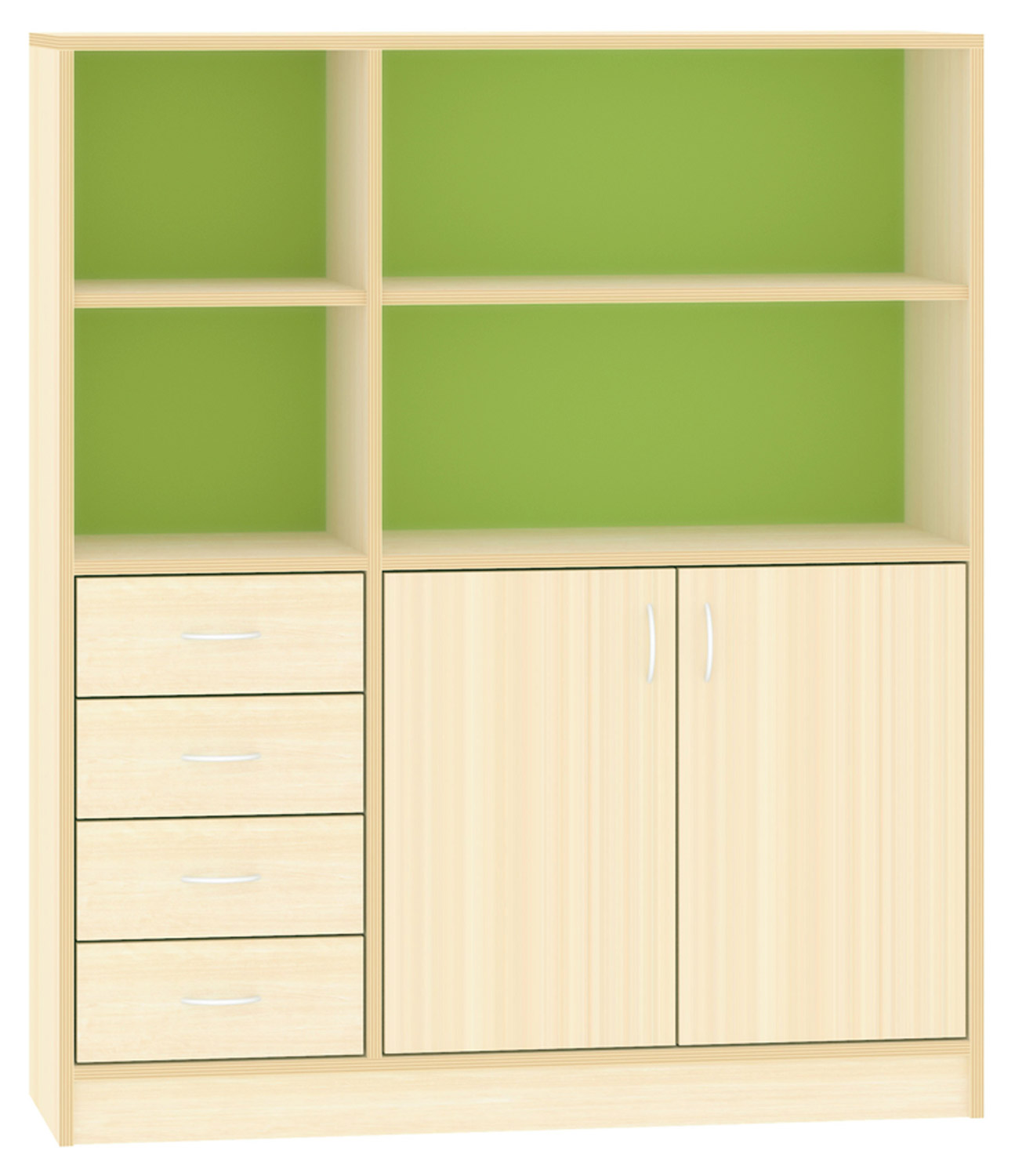 Breiter Hochschrank Rückwand gebeizt, hellgrün